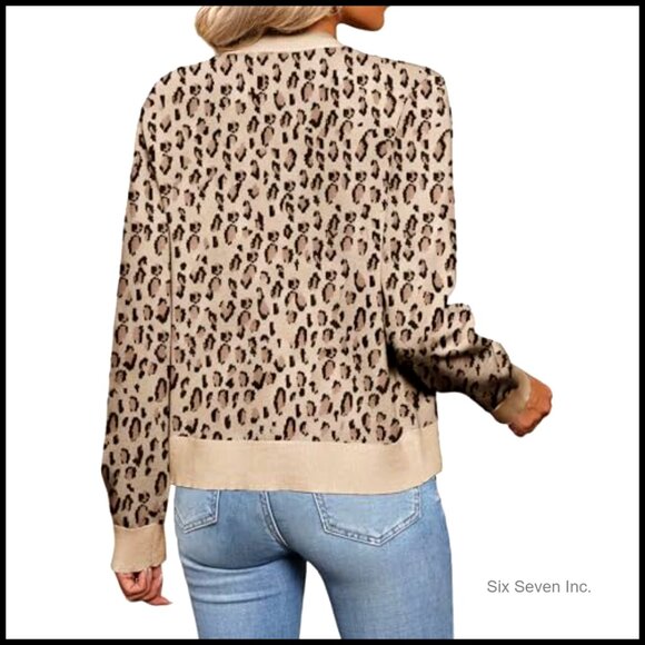 Lightweight Cardigan Sweater Crew Neck Button Down Long Sleeve Chic Spring - Picture 5 of 7